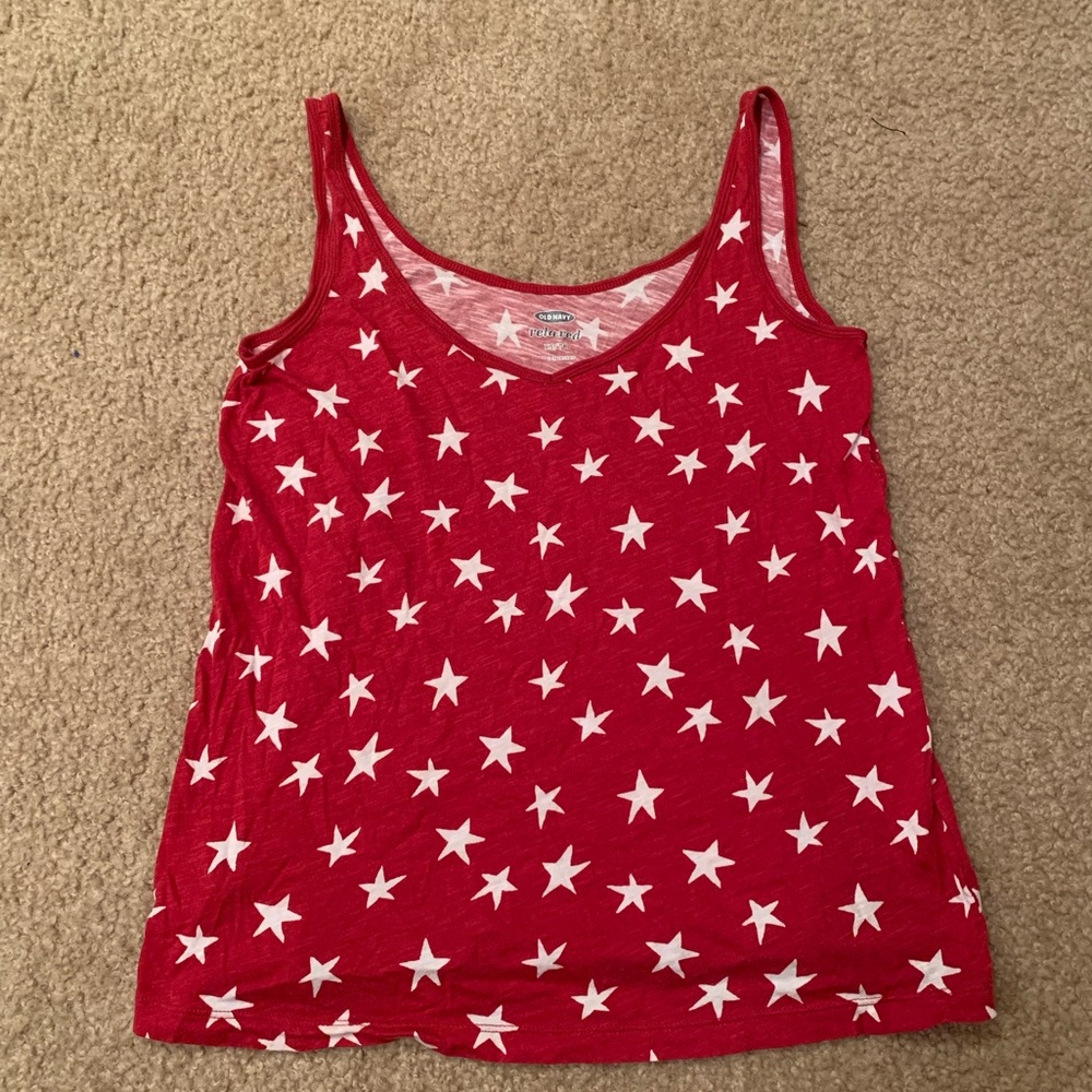 Old Navy Red Star Fourth of July Tank Top